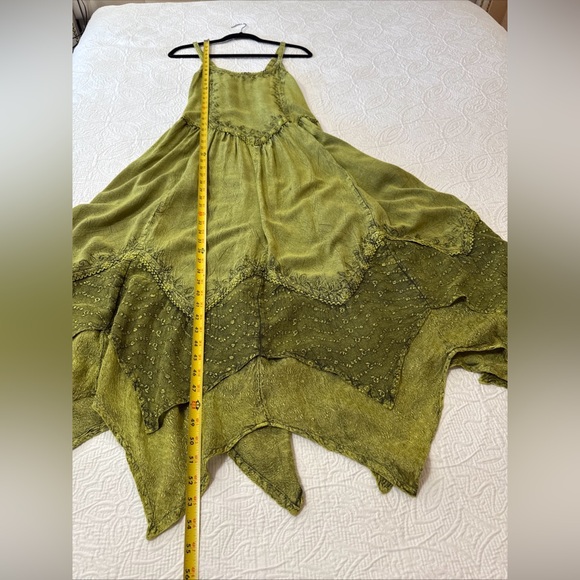 Sakkas Rayon Embroidered Asymmetric Smocked Stonewashed Boho Midi Sundress S/M - Picture 16 of 16